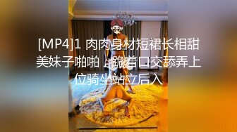 [MP4]1 肉肉身材短裙长相甜美妹子啪啪，跪着口交舔弄上位骑坐站立后入